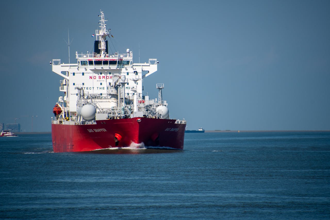 A large container ship on the open ocean